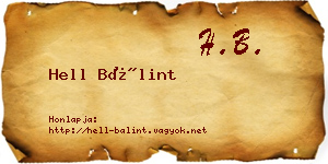 Hell Bálint névjegykártya